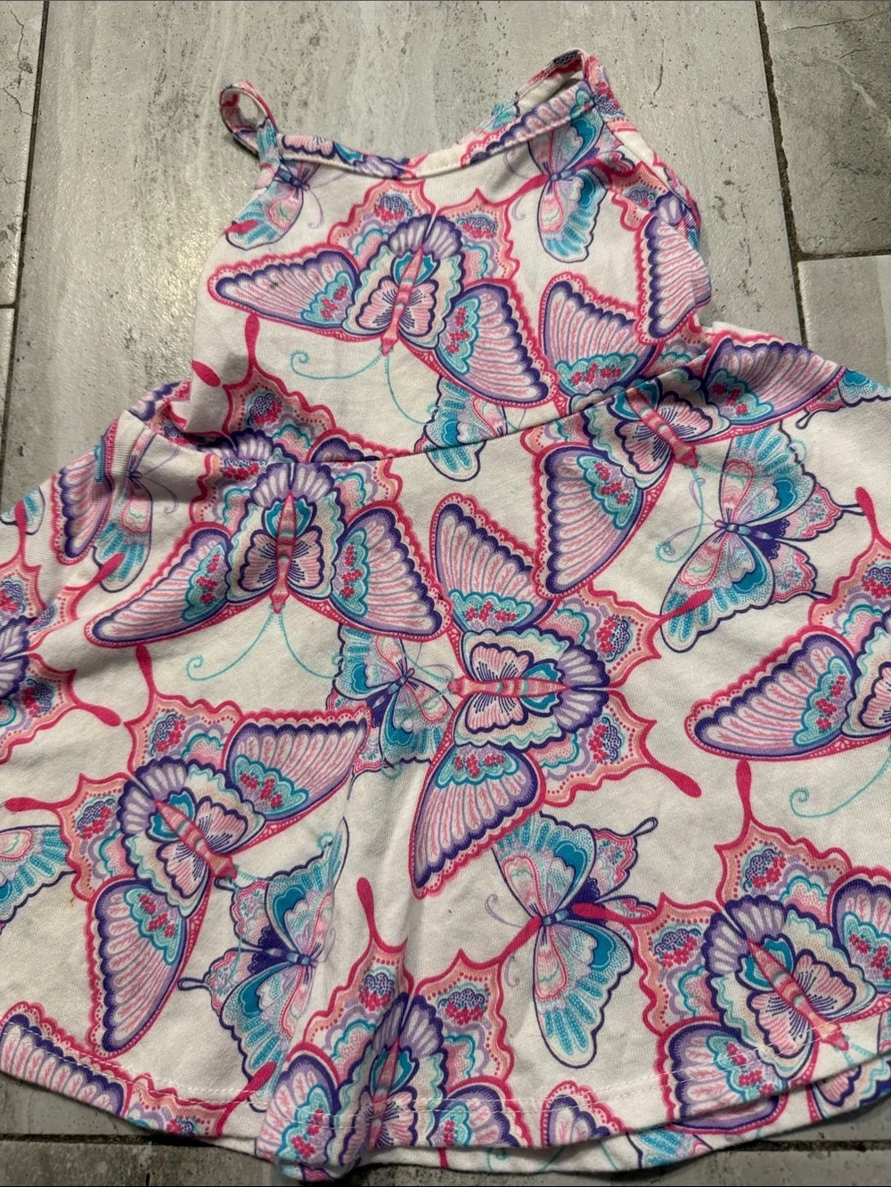 Girls Pink & Blue Butterfly Swing Dress - Picture 3 of 7